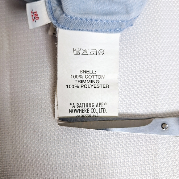 A Bathing Ape Brand " The Chambray Ape" button-down short sleeve shirt size L. - Picture 7 of 13
